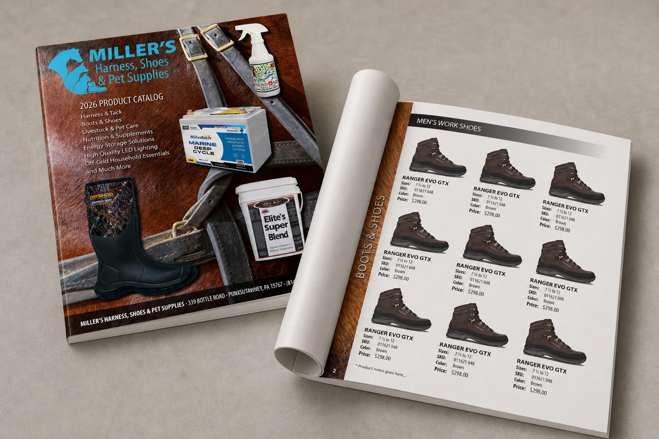 Miller's Harness product catalog mockup