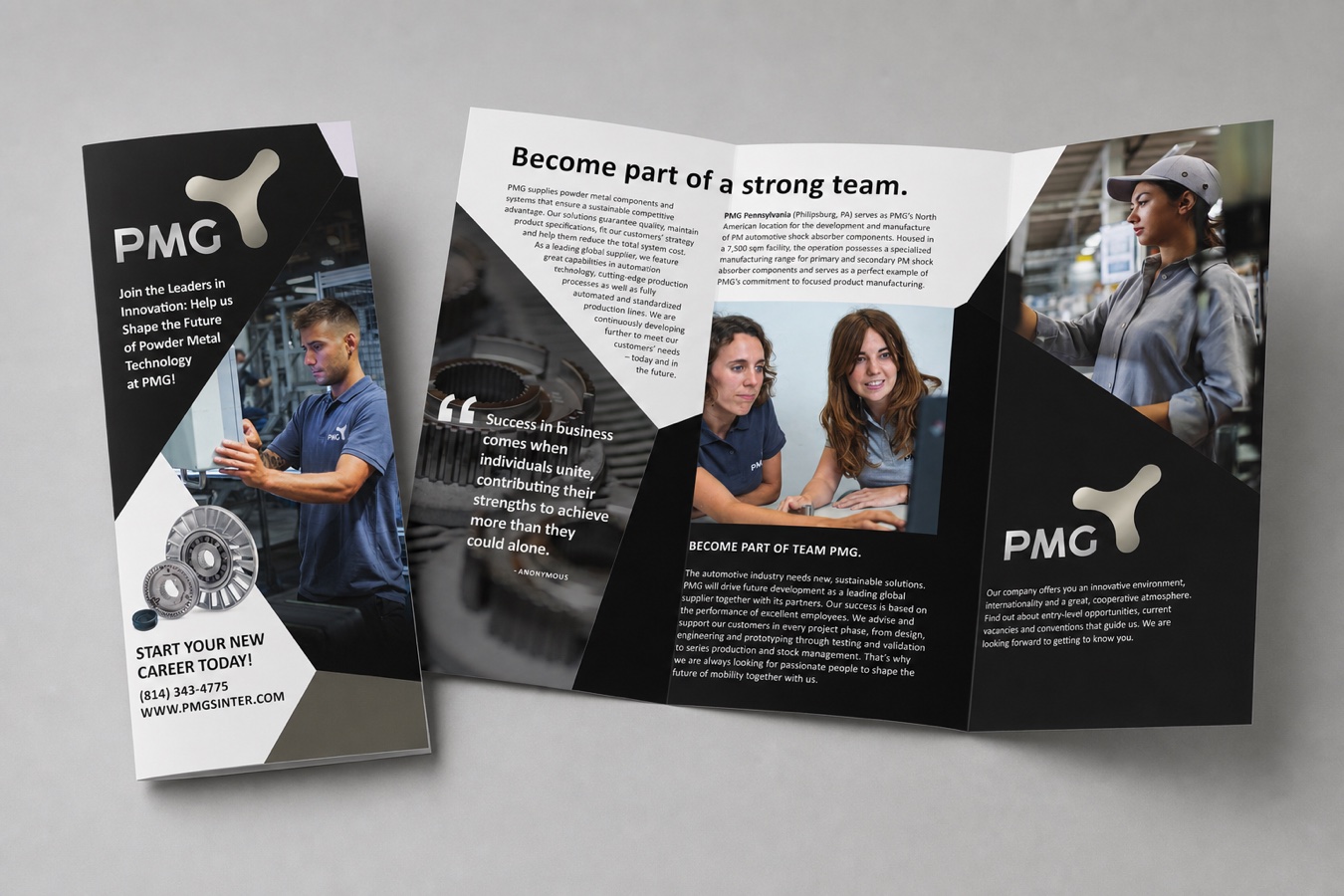 PMG Pennsylvania recruiting tri-fold brochure mockup