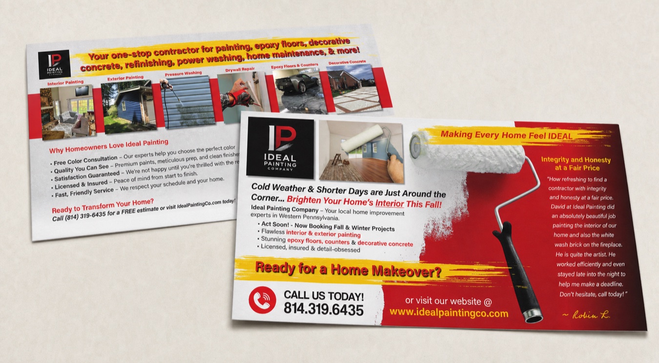 Ideal Painting Company direct-mail postcard mockup