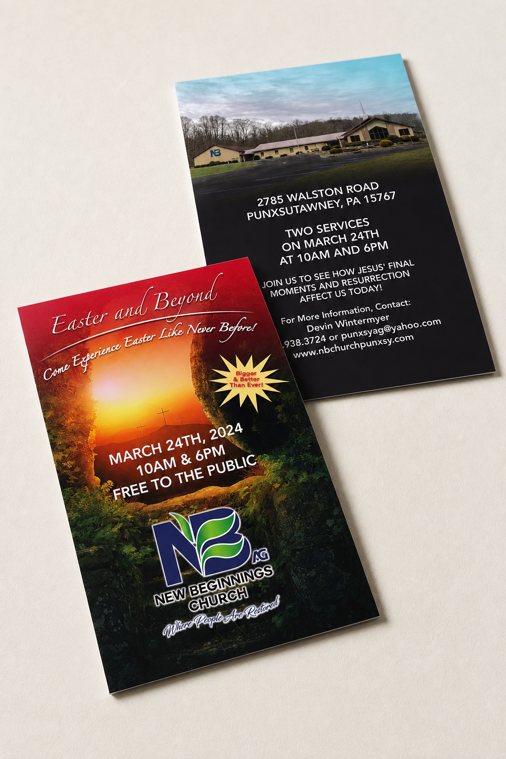 New Beginnings Church Easter postcard mockup