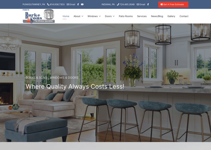 Homepage preview of Burke & Sons